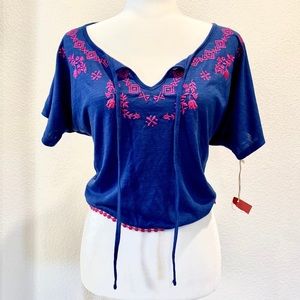 Mossimo Blue & Pink Crop Top